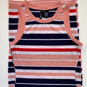 Tank Dress Ribbed Racerback Striped Ultra Flirt Size Small Summer Beach